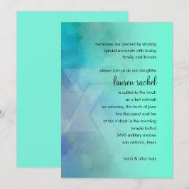 Convite Bat Mitzvah Aqua e Blue Star de David