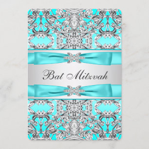 Convite Bat Mitzvah Azul Turquesa