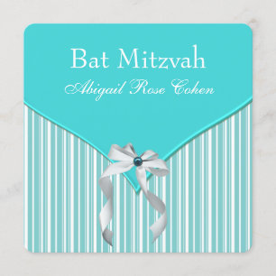 Convite Bat Mitzvah Azul Turquesa