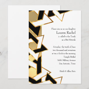 Convite Bat Mitzvah Black White Star de David a Qualquer C