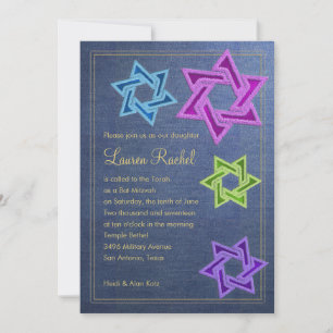 Convite Bat Mitzvah Blue Denim