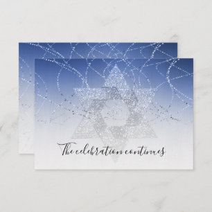 Convite Bat Mitzvah Blue Star Glittery After Party Card