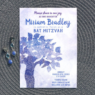 Convite Bat Mitzvah Blue Tree of Life