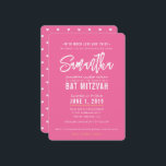 Convite BAT MITZVAH: bonito, branco-rosa, moderno,<br><div class="desc">pelo kat massard >> kat@simplysweetPAPERIE.com <<< design de convite de tendência para o BAR/BAT MITZVAH do seu filho como modelo é simples adicionar seus próprios detalhes ou clicar no botão personalizar e você pode adicionar ou alterar texto, fontes, tamanhos etc DICA: 1. Para alterar/mover gráficos / alterar a cor de...</div>