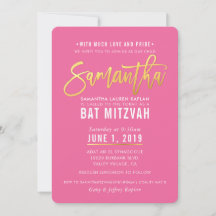 BAT MITZVAH: bonito dourado branco rosa SAMANTHA