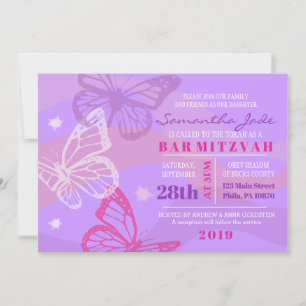 Convite Bat Mitzvah BORBOLETAS & ESTRELAS