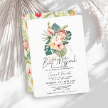 Convite Bat Mitzvah Botânico de Hibisco Rosa Tropical<br><div class="desc">Convide os entes queridos para uma celebração significativa com este convite de bat mitzvah tropical. Projetado com uma estrela de David rodeada por hibiscos pastéis,  plumeria,  antúrio e protea,  oferece uma mistura única de fé e beleza natural. Perfeito para um dia tranquilo e alegre rodeado de beleza e amor.</div>