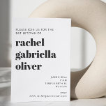Convite Bat Mitzvah Branca com Tipografia Branca<br><div class="desc">Bold Typografia White Modern Bat Mitzvah Convite</div>