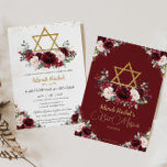 Convite Bat Mitzvah Burgundy Blush - Estrela Dourada Flora<br><div class="desc">Personalize este adorável convite de burgundy e blush floral bats mitzvah com sua própria redação fácil e rapidamente,  basta pressionar o botão personalizá-lo para reorganizar e formatar o estilo e posicionamento do texto. Itens correspondentes disponíveis no repositório! c) O Feliz Cat Studio</div>