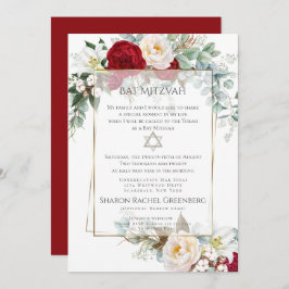 Convite BAT MITZVAH | Burgundy Peony Verse 1