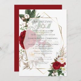 Convite BAT MITZVAH | Burgundy Peony Verse 2