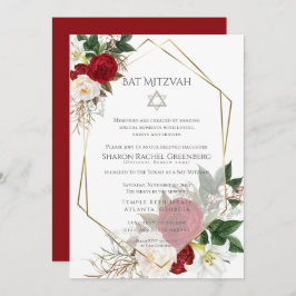 Convite BAT MITZVAH | Burgundy Peony Verse 3