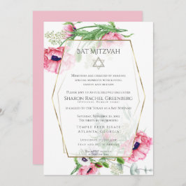 Convite Bat Mitzvah | Cápsulas cor-de-água, cor-de-rosa Ve
