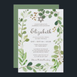 Convite Bat Mitzvah Classic Script Watercolor Foliage<br><div class="desc">Composta por uma tipografia elegante de serifa e escrita cursiva numa estrutura botânica de folhagem verde-aquática de cor verde-aquática. Este foi projetado por materiais de terceiros selecionados,  exclusivos para o Zazzle. Disponível aqui: http://www.zazzle.com/store/selectpartysupplies</div>