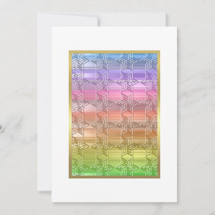 Convite Bat Mitzvah Colorful Rainbow Star Damask