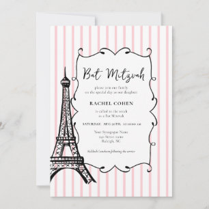 Convite Bat Mitzvah com tema de Paris