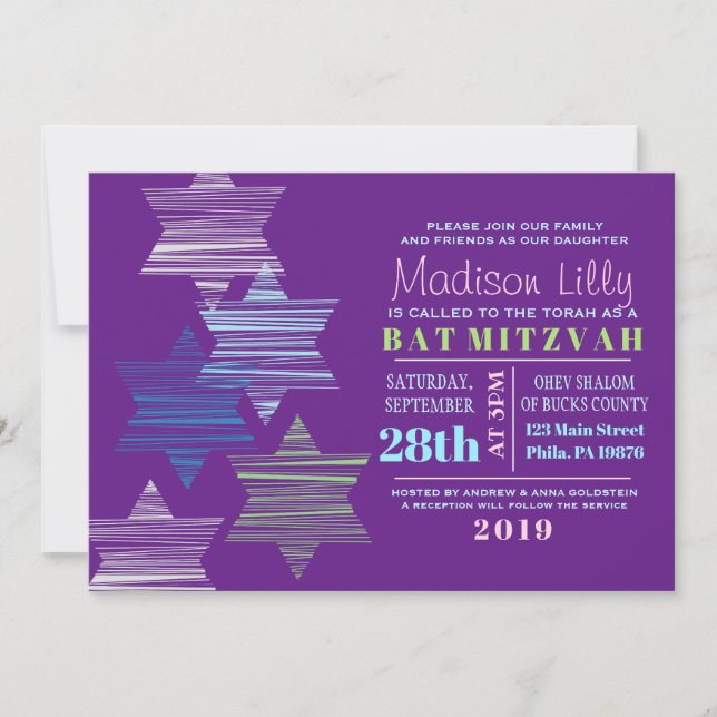 CONVITE Bat Mitzvah CONECTANDO ESTRELAS (Frente)
