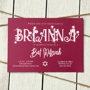 Convite Bat Mitzvah, cor-de-rosa botânico