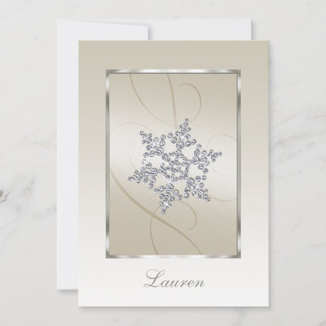 Convite Bat Mitzvah Crystal Snowflake (Frente)