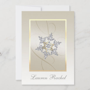 Convite Bat Mitzvah Crystal Snowflake Star de David