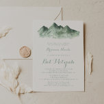 Convite Bat Mitzvah, da Caligrafia da Montanha Verde<br><div class="desc">Este convite do morcego mitzvah da caligrafia verde é perfeito para um morcego russo mitzvah. A design apresenta uma montanha verde pintada à mão de uma aquarela,  inspirando um tema do campo.</div>
