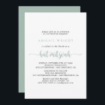 Convite Bat Mitzvah, da caligrafia minimalista verde<br><div class="desc">Este convite do morcego mitzvah minimalista verde é perfeito para um morcego mitzvah rústico. O design simples e elegante apresenta a tipografia de scripts clássicos e de rico em verde e branco.</div>