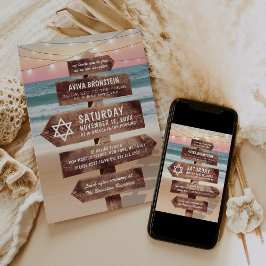Convite Bat Mitzvah da Praia | Estrela de Davi
