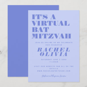 Convite Bat Mitzvah de Lavanda Virtual em Branco