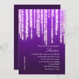 Convite Bat Mitzvah Deep Purple Sparple Lights