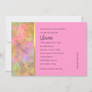 Convite Bat Mitzvah Design abstrato a rosa