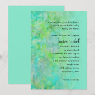 Convite Bat Mitzvah Design abstrato em Aqua