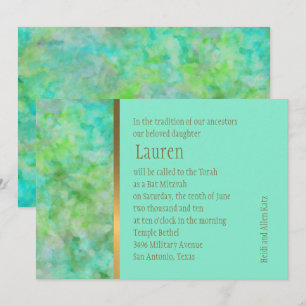 Convite Bat Mitzvah Design abstrato em Aqua