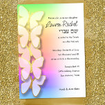 Convite Bat Mitzvah Dimensionável Borboleta Arco-Íris Grad<br><div class="desc">Bat Mitzvah design de Umua. Impresso e enviado pela Zazzle ou seu parceiro.</div>