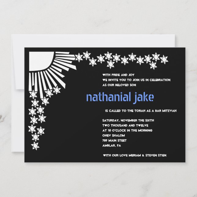 Convite Bat Mitzvah do Bar de Criação (Frente)