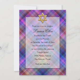 Convite Bat Mitzvah em camadas Xadrez de aparência