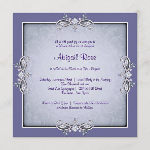 Convite Bat Mitzvah em Damasco Roxo