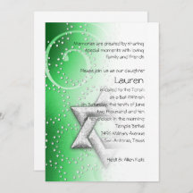Bat Mitzvah Emerald Shimmer Star de David