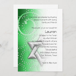 Convite Bat Mitzvah Emerald Shimmer Star de David