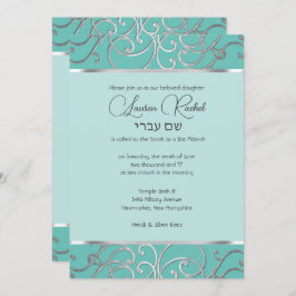 Convite Bat Mitzvah Escolhe Cores Silver Filigree