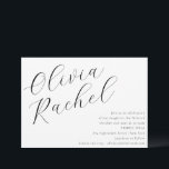 Convite Bat Mitzvah, Escrito Branco Elegante<br><div class="desc">Este convite contemporâneo do morcego mitzvah apresenta uma composição horizontal minimalista e uma bela caligrafia em preto sobre fundo branco.</div>