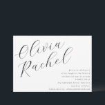 Convite Bat Mitzvah, Escrito Branco Elegante<br><div class="desc">Este convite contemporâneo do morcego mitzvah apresenta uma composição horizontal minimalista e uma bela caligrafia em preto sobre fundo branco.</div>