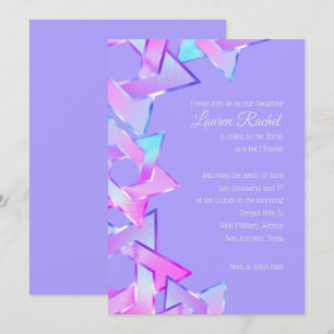 Convite Bat Mitzvah, Estrela Azul Rosa Púrpura de David