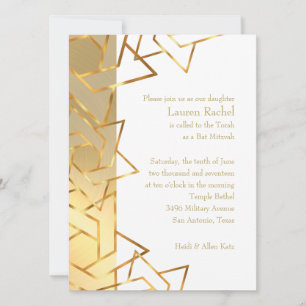 Convite Bat Mitzvah, Estrela Dourada de David a Qualquer C