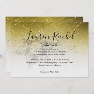 Convite Bat Mitzvah, Estrela Dourada de David Glittery Inv