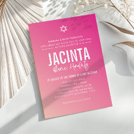 Convite BAT MITZVAH estrela moderna belo gradiente rosa 