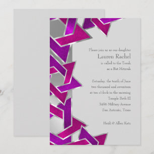 Convite Bat Mitzvah, Estrela Púrpura Rosa de David a Qualq