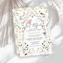 Convite Bat Mitzvah Flor Silvestre Borboleta Abelha