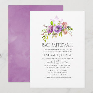 Convite Bat Mitzvah Floral de Primavera