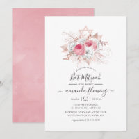 Bat Mitzvah Floral Rosa e Dourado Rosa