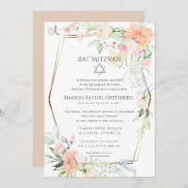 Convite BAT MITZVAH | Flores de Primavera de Aquarela Vers